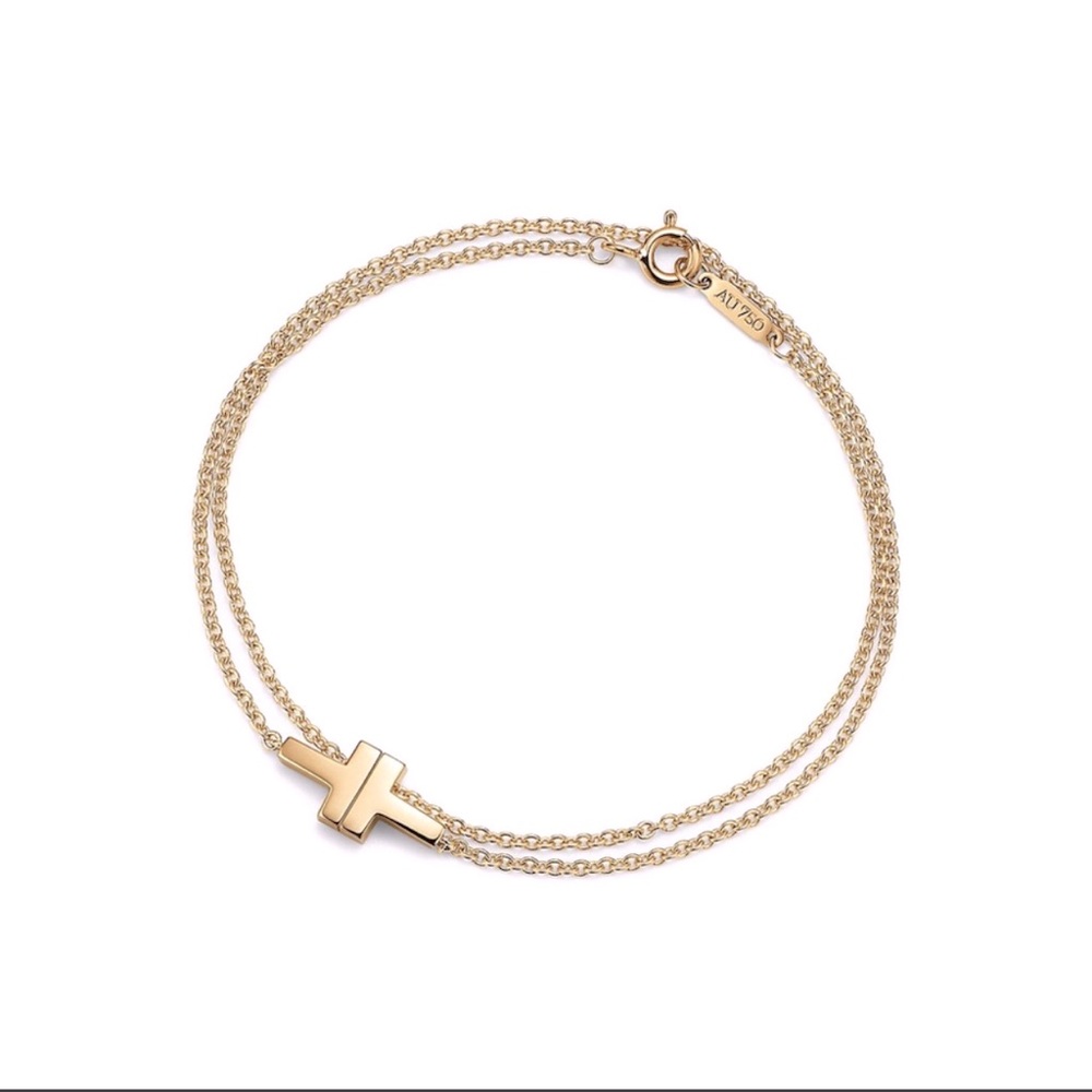 Tiffany T Double-Chain Cross Bracelet ROSE GOLD